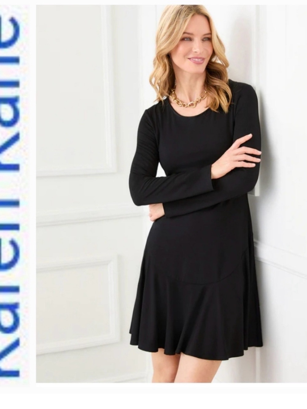 Karen Kane Black Long-Sleeve A-Line Dress